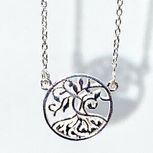 Solid .925 Sterling Silver Tree of Life Necklace – Thick Root Design, 17" + 1" A